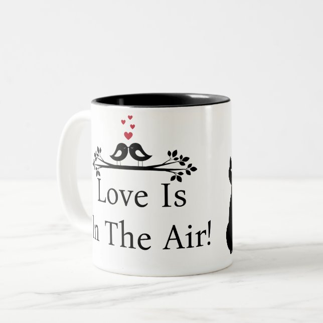 Caneca De Café Em Dois Tons Gatos Monocromáticos Apaixonados (Frente Esquerda)