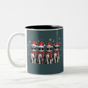 Caneca De Café Em Dois Tons Gatos Natal Gata Mãe Feriado Xmas Papai Noel