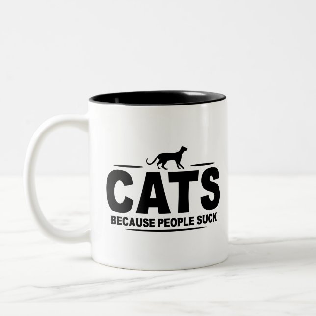 Caneca De Café Em Dois Tons GATOS - Porque Pessoas Chupam (Esquerda)