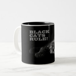 Caneca De Café Em Dois Tons Gatos Pretos Reinam - Sono Saudação Escuridão
