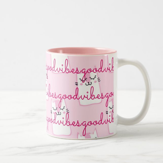 Caneca De Café Em Dois Tons Gatos Rosa Boas Víblias (Direita)