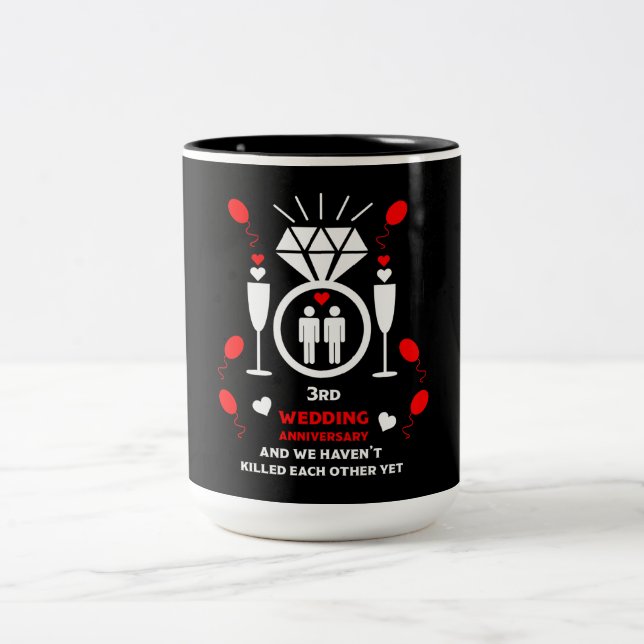 Caneca De Café Em Dois Tons Gay Men 3º Aniversário de Casamento (Centro)