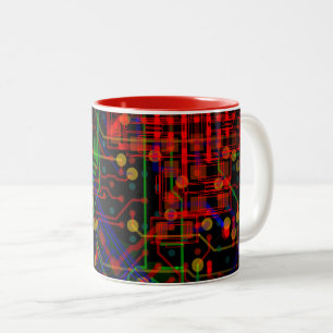 Caneca De Café Em Dois Tons Geek Eletrônico de Abstrato de Processo de Encamin