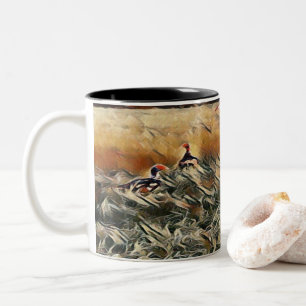 Caneca De Café Em Dois Tons Geese e Duck Roam Art