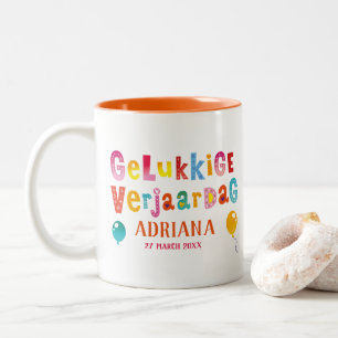 Caneca De Café Em Dois Tons gelukkige verjaardag