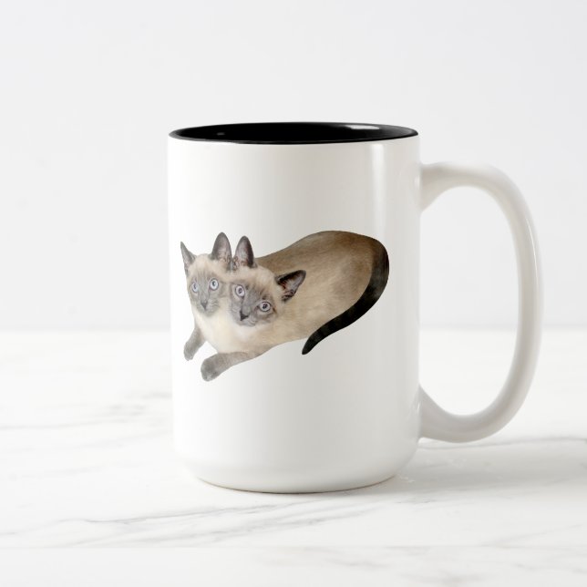 Caneca De Café Em Dois Tons Gêmeos do gato Siamese (Direita)
