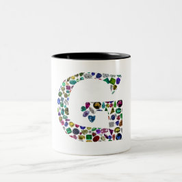 Caneca De Café Em Dois Tons Gemstone Diamond G Monograma Inicial