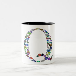 Caneca De Café Em Dois Tons Gemstone Monograma - Letra Q