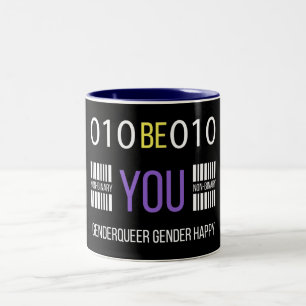 Caneca De Café Em Dois Tons Genderqueer Happy Não Binário