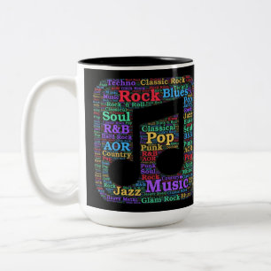 Caneca De Café Em Dois Tons Gêneros de música coloridos