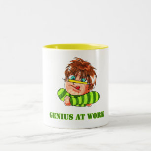 Caneca De Café Em Dois Tons Gênio no trabalho