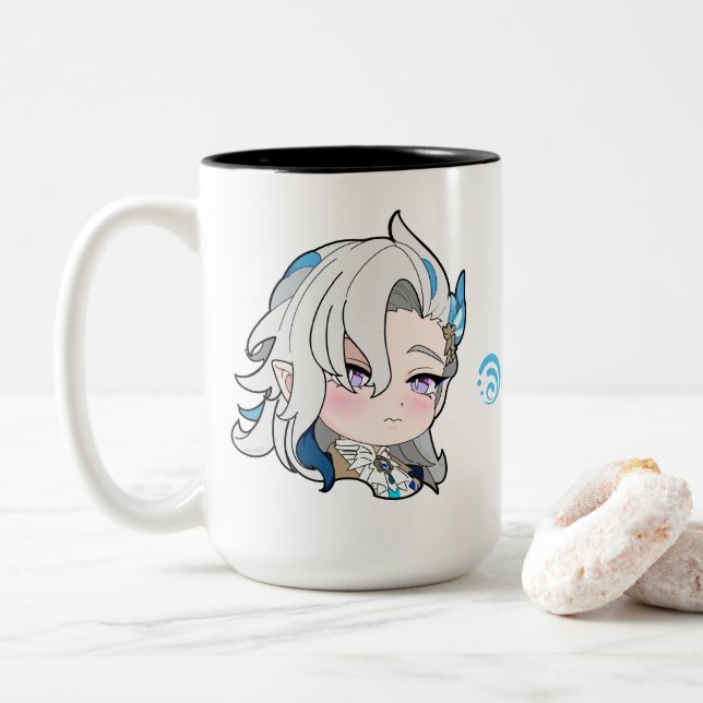 Caneca De Café Em Dois Tons GENSHIN IMPACT NEUVILLETTE Chibi (Com Donut)