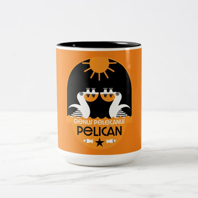 Caneca De Café Em Dois Tons Genus Pelecanus Bird Art (Centro)