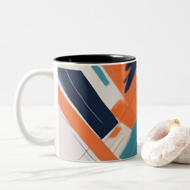 Caneca De Café Em Dois Tons Geometría Atrevida (Com Donut)