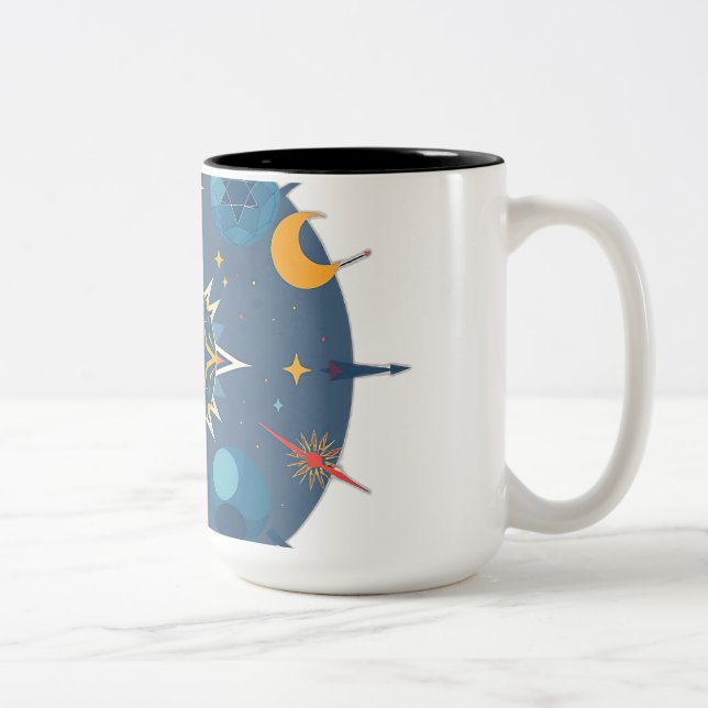 Caneca De Café Em Dois Tons Geometria Celestial abstrato (Direita)