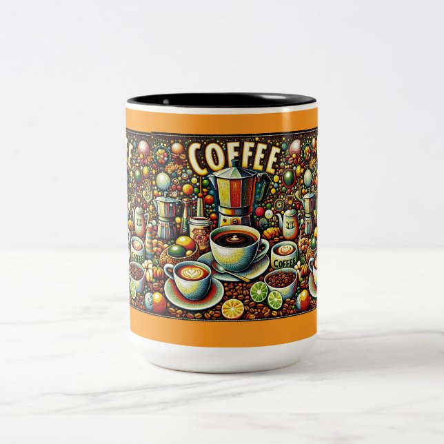 Caneca De Café Em Dois Tons Geometric Coffee Design Mug (Centro)