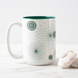 Caneca De Café Em Dois Tons Geometric Flower〜グリーン〜
