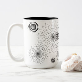 Caneca De Café Em Dois Tons Geometric Flower〜ブラック〜