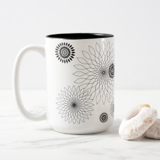 Caneca De Café Em Dois Tons Geometric Flower〜ブラック〜