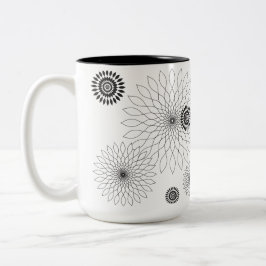 Caneca De Café Em Dois Tons Geometric Flower〜ブラック〜