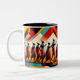 Caneca De Café Em Dois Tons Geométrico abstrato African Art Masai