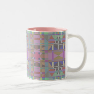 Caneca De Café Em Dois Tons Geométrico Cor-de-Rosa Verde