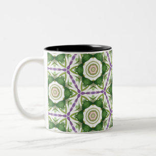 Caneca De Café Em Dois Tons Geométrico Floral Puro Verde