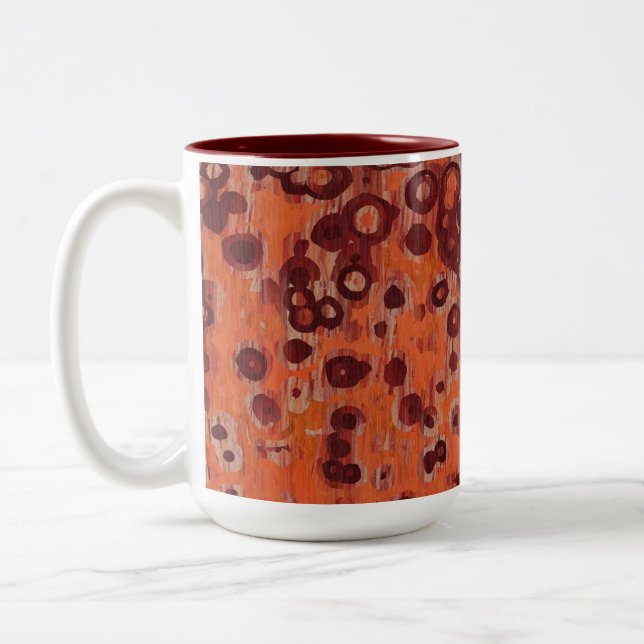 Caneca De Café Em Dois Tons Geométrico Vermelho e Laranja (Esquerda)