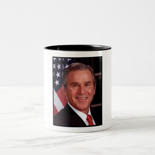 Caneca De Café Em Dois Tons George Bush 43º Presidente americano Foto (Centro)
