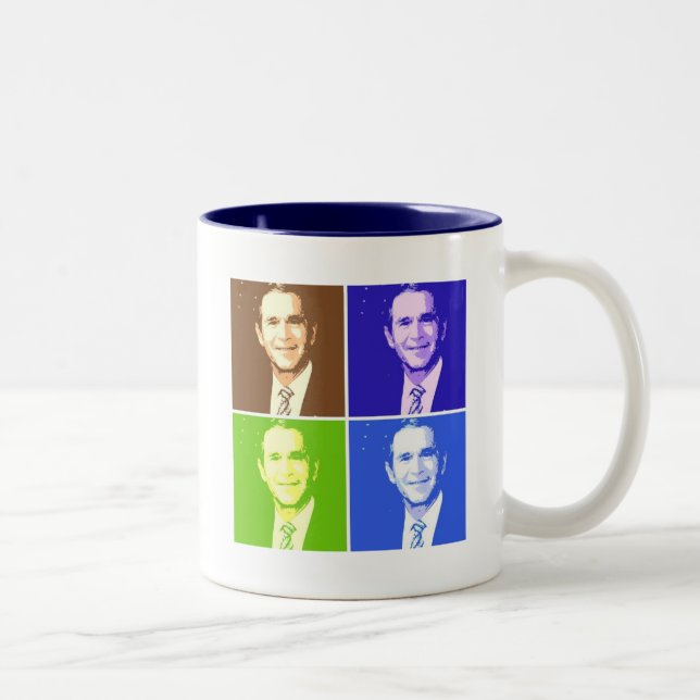 Caneca De Café Em Dois Tons George W Bush Pop Art (Direita)