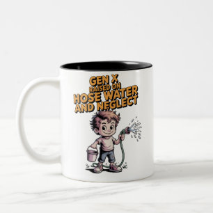 Caneca De Café Em Dois Tons Geração X Criada com Água de Mangueira e Negligênc