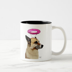 Caneca De Café Em Dois Tons German shepherd com Halo Rosa