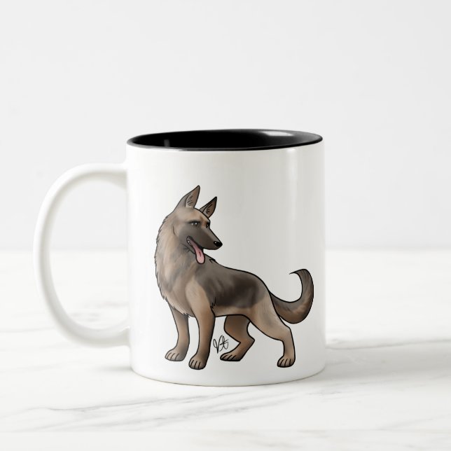 Caneca De Café Em Dois Tons German shepherd de Cachorro Marrom e Preto (Esquerda)