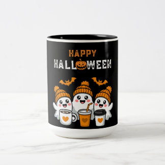 Caneca De Café Em Dois Tons Ghost Pumpkin Halloween