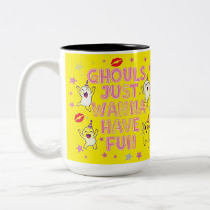 Caneca De Café Em Dois Tons Ghouls Só Quer Divertir-Se.
