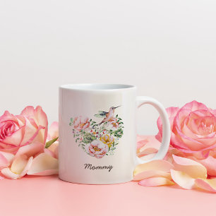 Caneca De Café Em Dois Tons Gift de Mamãe de Hummingbird Floral de Aquarela