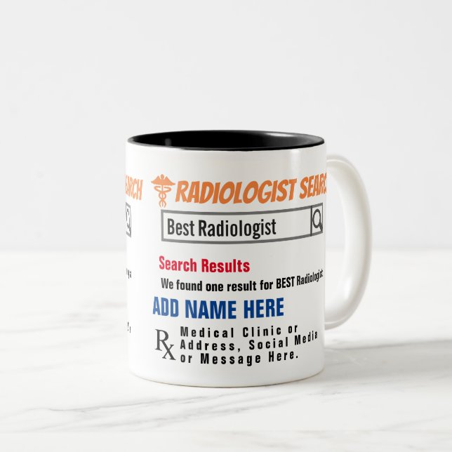Caneca De Café Em Dois Tons Gift Mug de Busca Radiologista (Frente Esquerda)