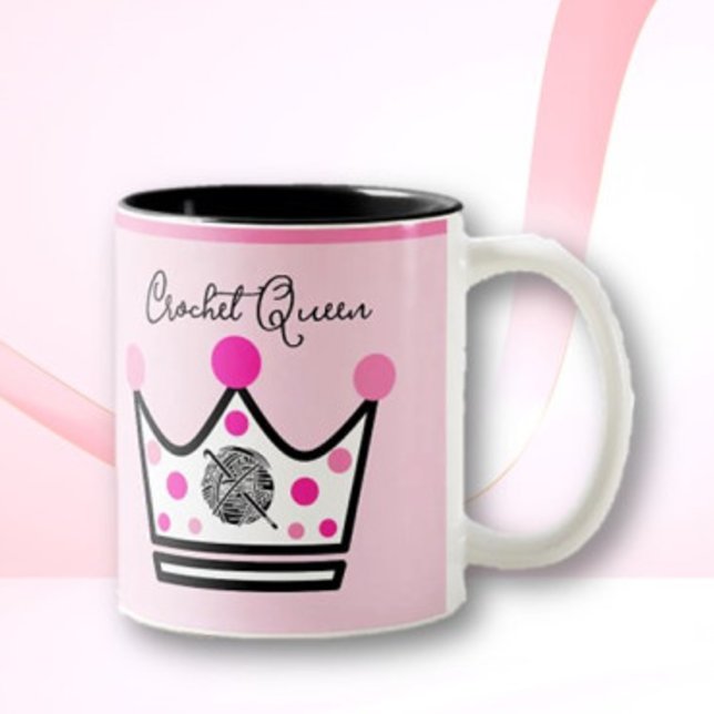 Caneca De Café Em Dois Tons Gift Rainha de Crochet Adorável (Criador carregado)