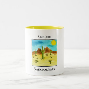 Caneca De Café Em Dois Tons Gigantes do Deserto de Saguaro