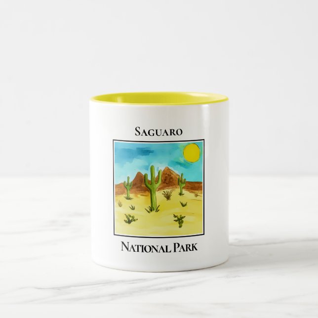 Caneca De Café Em Dois Tons Gigantes do Deserto de Saguaro (Centro)