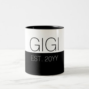 Caneca De Café Em Dois Tons Gigi Estabelecida   Presentes Elegantes Para A Av