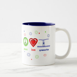 Caneca De Café Em Dois Tons Ginástica do amor da paz