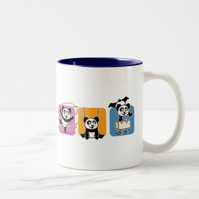 Caneca De Café Em Dois Tons Ginástica Pandas (Direita)