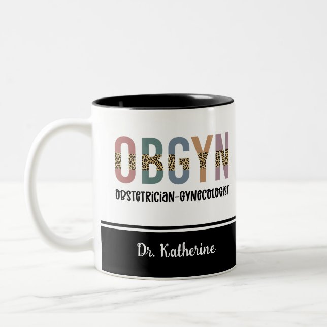 Caneca De Café Em Dois Tons Ginecologista Obstetrícia Personalizada (Esquerda)