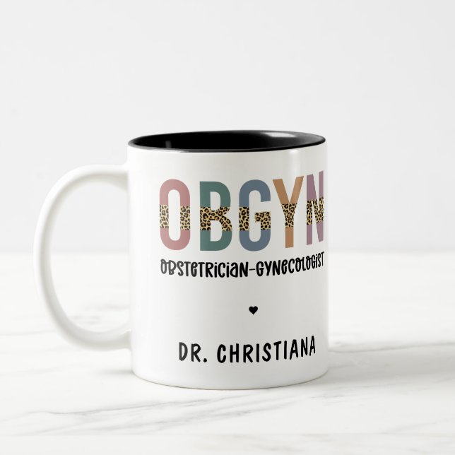 Caneca De Café Em Dois Tons Ginecologista Obstetrícia Personalizada (Esquerda)