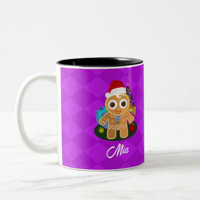 Caneca De Café Em Dois Tons Ginger Bread Man Purple Em Diamante Puro (Esquerda)