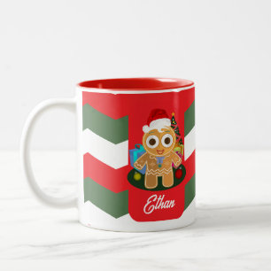 Caneca De Café Em Dois Tons Ginger Bread Man Red Green Strips