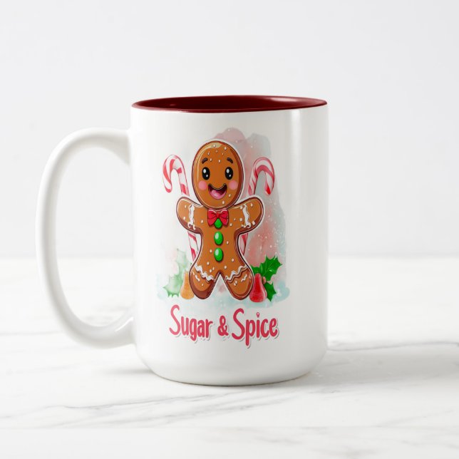 Caneca De Café Em Dois Tons Gingercake Man and Candy Cane (Esquerda)