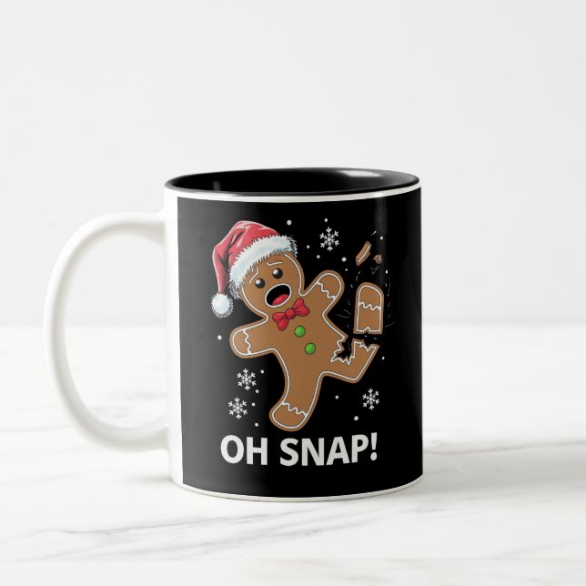 Caneca De Café Em Dois Tons Gingercake Man Oh Snap Christmas Cookie (Esquerda)