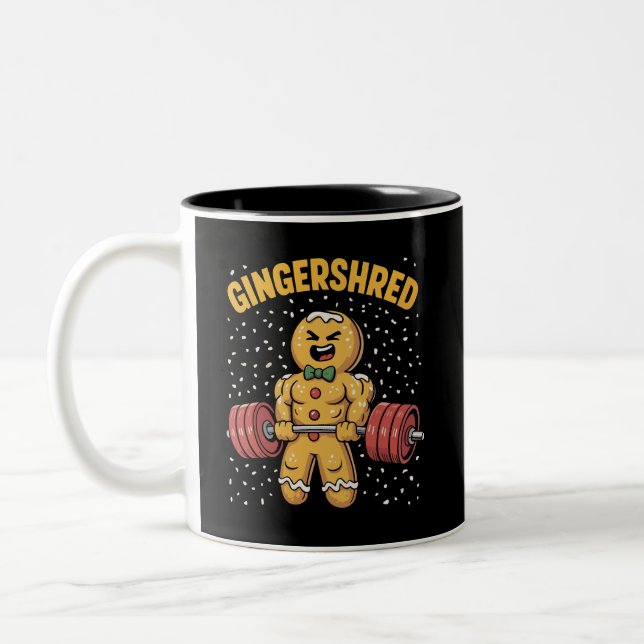 Caneca De Café Em Dois Tons Gingershred Funny Gingerbird Man Gym (Esquerda)